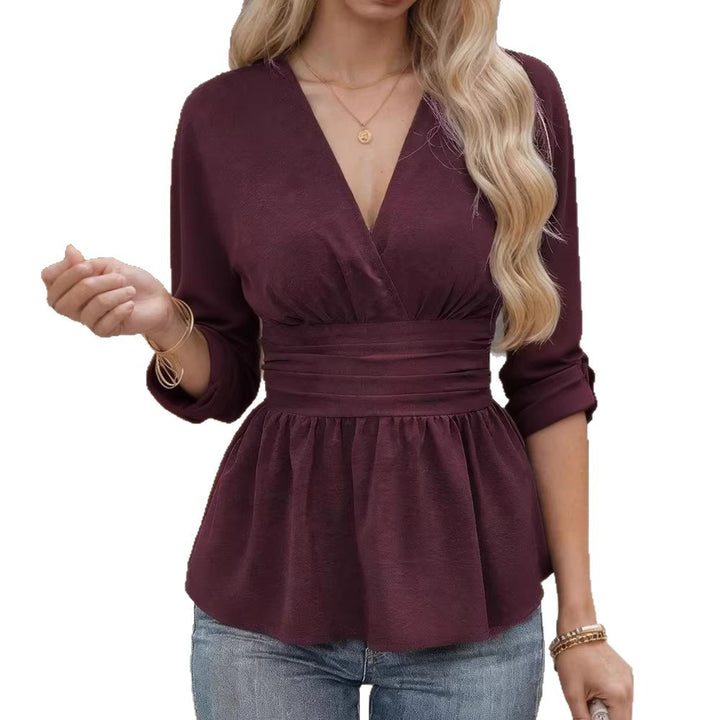 Damen V-Ausschnitt Bluse mit tailliertem Schnitt Echo Archiv