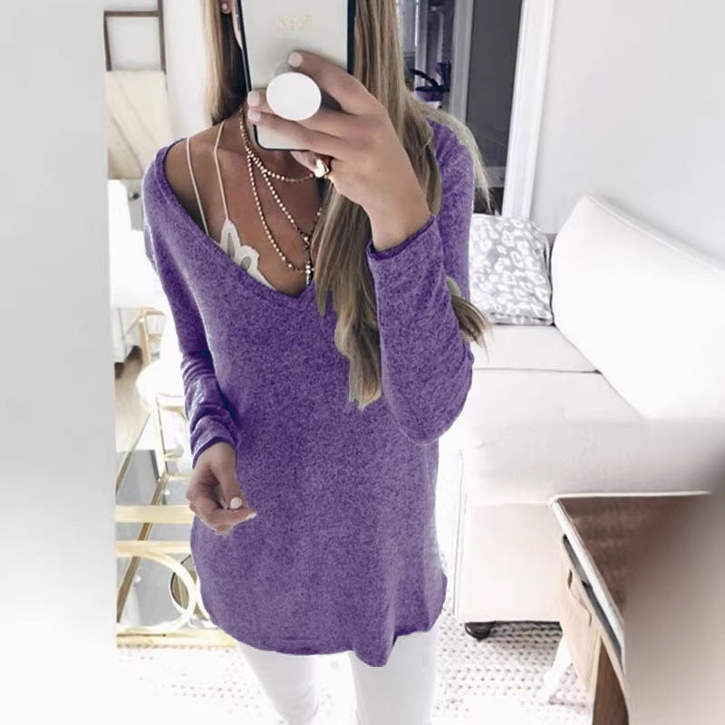Damen feinstrick Tunika mit tiefem V-Ausschnitt und lässigem Oversized-Schnitt Echoarchiv