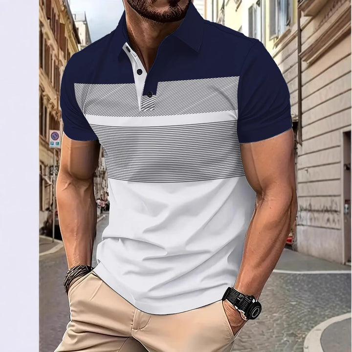 Herren Poloshirt mit modernem grafischen Muster Echoarchiv