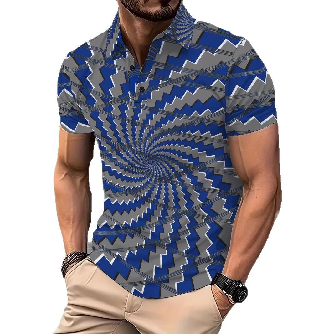 Herren Poloshirt mit modernem Wirbelmuster Echoarchiv