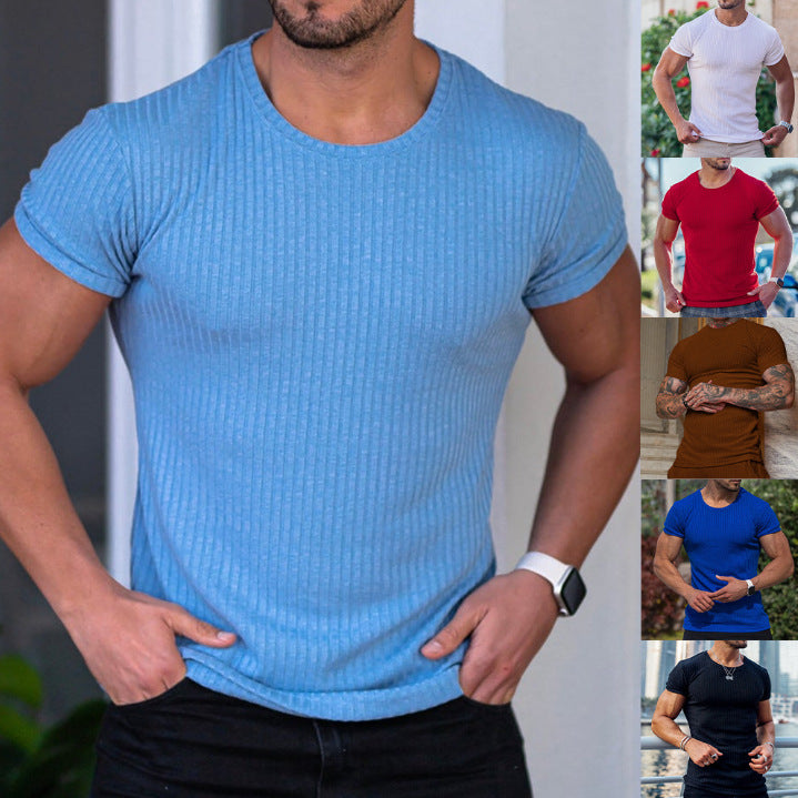 Herren Kurzarm Ripp-T-Shirt mit tailliertem Schnitt und bequemen Tragekomfort Echoarchiv