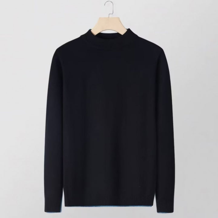 Damen Feinstrick-Stehkragenpullover aus Baumwollmix mit gerippten Bündchen Echoarchiv