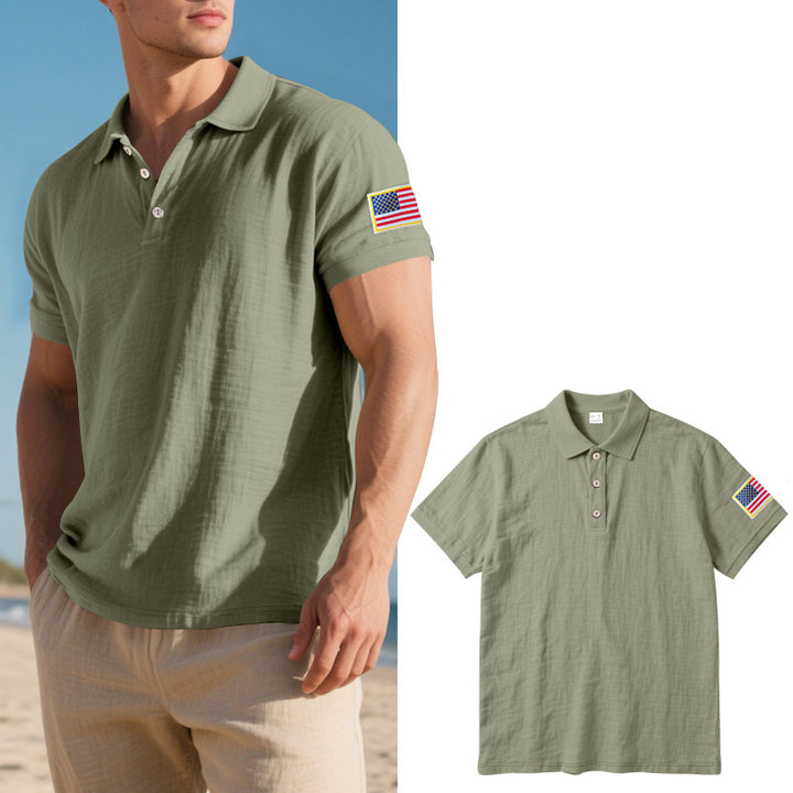 Herren Polohemd mit modischem amerikanischem Flaggenmotiv und hochwertiger Baumwolle Echoarchiv