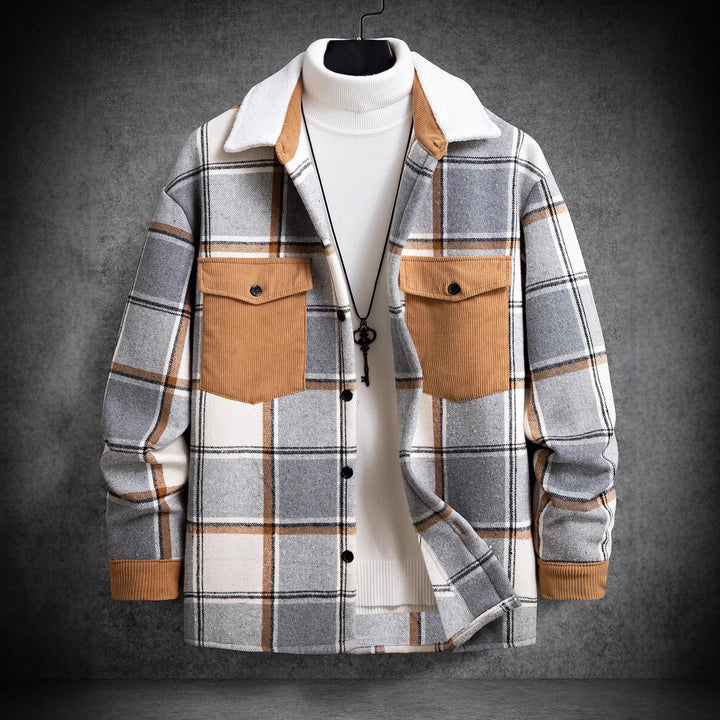 Herren Karo-Flanelljacke mit zwei Brusttaschen und weichem Kragen Echoarchiv