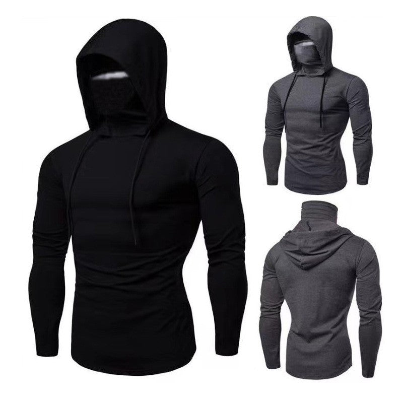 Herren Kapuzenshirt mit integriertem Gesichtsschutz und modischem Design Echoarchiv