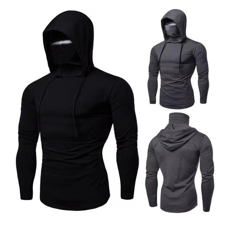 Herren Kapuzenshirt mit integriertem Gesichtsschutz und modischem Design Echoarchiv