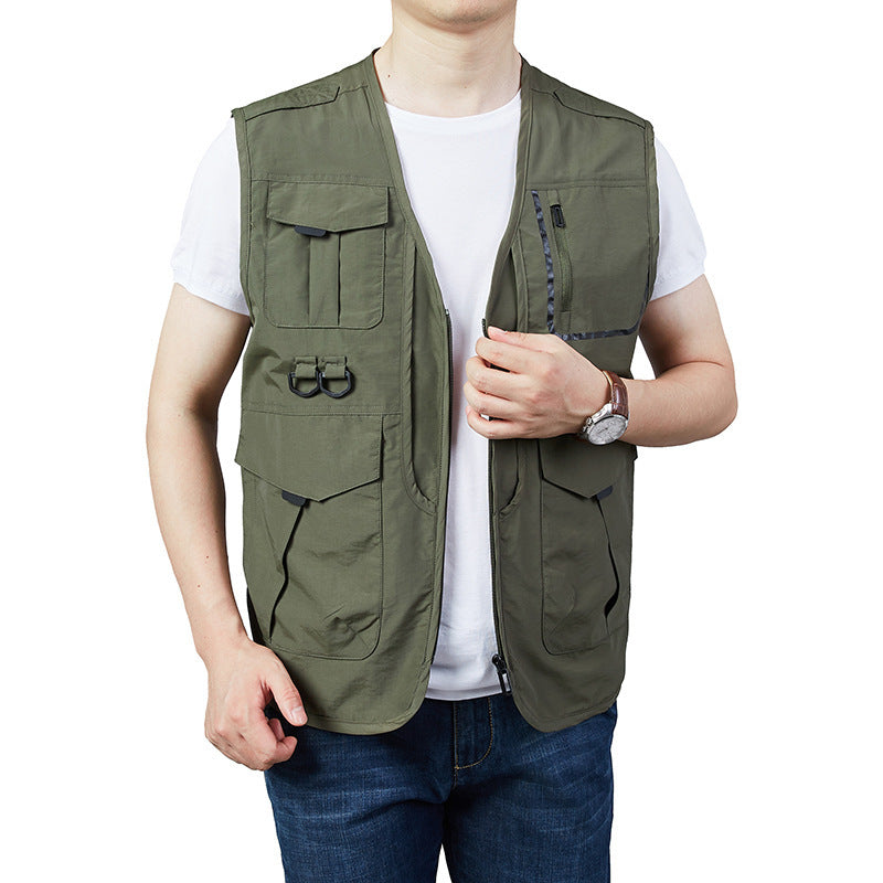 Herren Fotografie- und Outdoor-Utility-Weste mit multifunktionalen Taschen und D-Ring-Befestigungen Echoarchiv