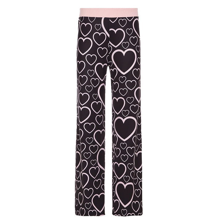 Damen farbenfrohe Herz-muster Freizeithose Echo Archiv