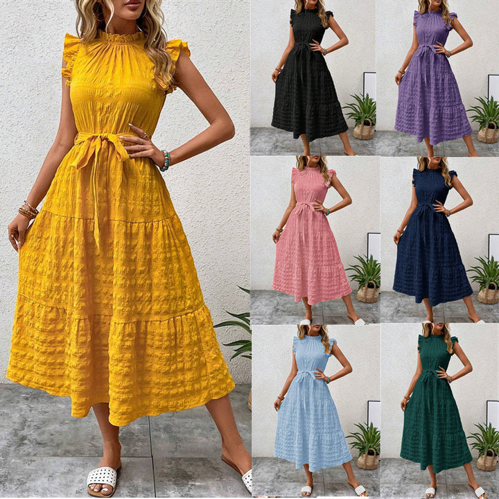 Damen Wickelkleid mit Rüschendetails und Erzählt Kleidersaum Echoarchiv