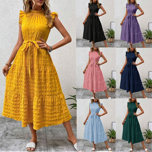 Damen Wickelkleid mit Rüschendetails und Erzählt Kleidersaum Echoarchiv