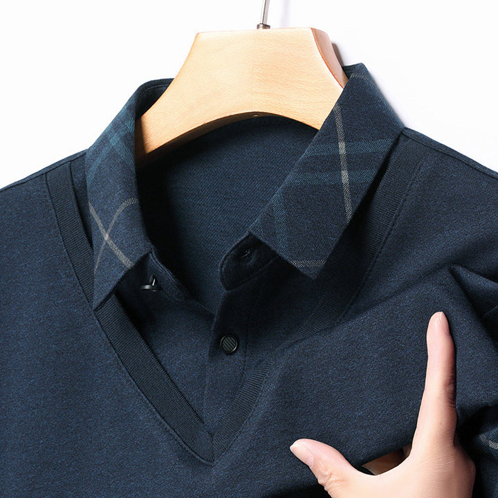 Herren eleganter V-Ausschnitt Pullover mit strukturiertem Kragen und modernem Design Echoarchiv