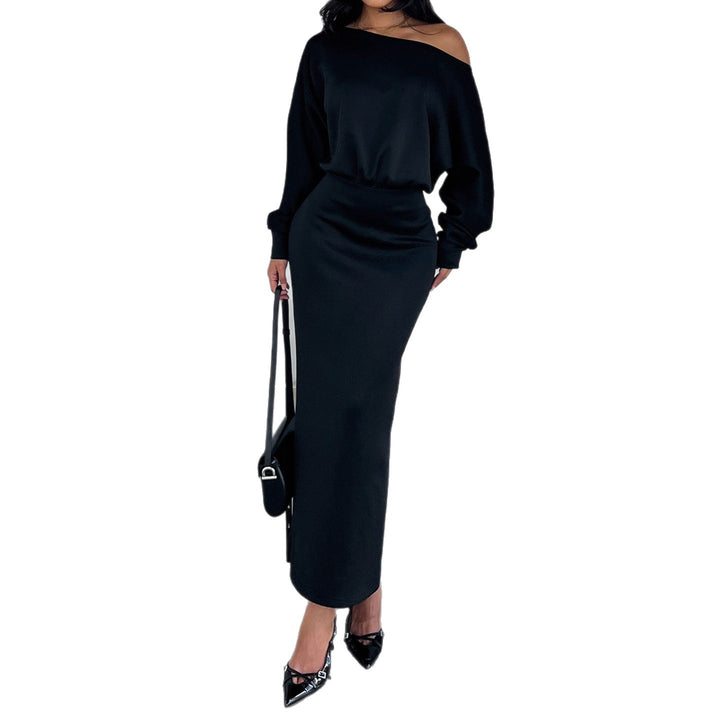 Damen Kleid mit weitem U-Boot-Ausschnitt, Fledermausärmeln und tailliertem Bleistiftrock Echo Archiv