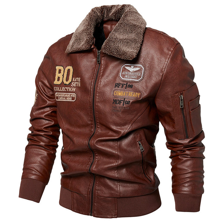 Herren Kunstlederjacke mit gefüttertem Kragen Echo Archiv