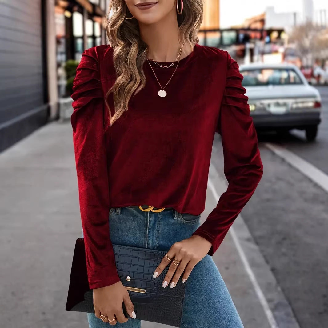 Damen Elegantes Langarmshirt mit Raffungen Echo Archiv