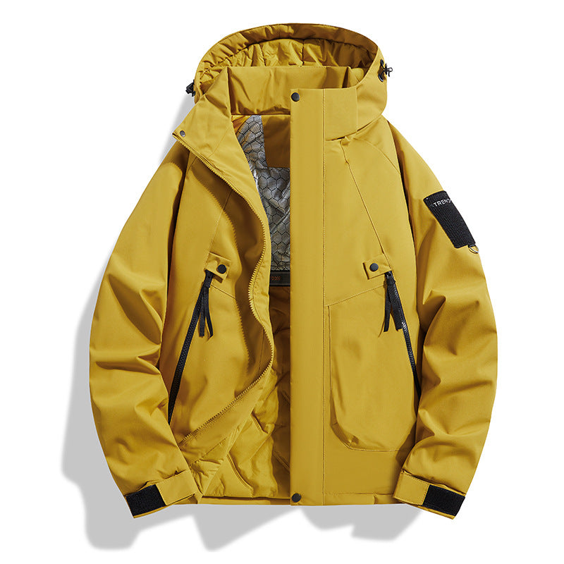 Herren Isolierte Kapuzen-Fieldjacke mit gesteppter Thermofütterung, winddichter Hülle & Utility-Taschen Echoarchiv