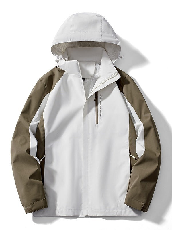 Damen Leichte zweifarbige Softshelljacke mit Kapuze, atmungsaktivem Meshfutter und Brustreißverschluss – Célinea