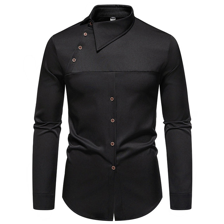Herren modisches Hemd mit asymmetrischem Kragen und stilvollen Knopfdetails Echoarchiv