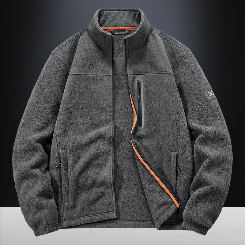 Herren Fleecejacke mit windabweisendem Microfleece, verschweißter Brustreißverschlusstasche und elastischen Bündchen – Cavarno