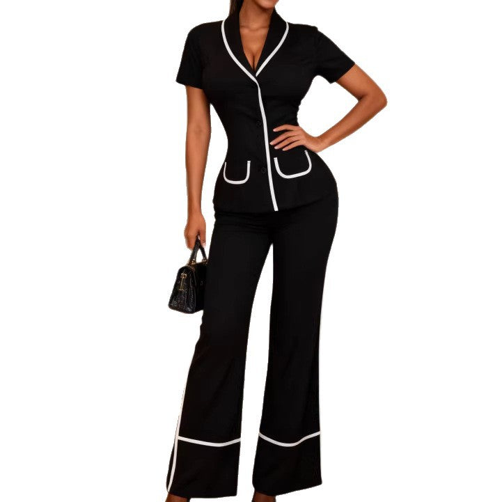 Damen Elegant geschnittenes Top und Flared Hose Set Echo Archiv