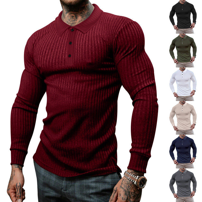 Herren Langarm-Polo mit feiner Rippstruktur Echoarchiv