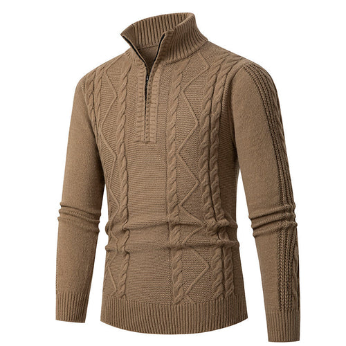 Herren Strickpullover mit hohem Kragen und Zopfstrickmuster Echoarchiv