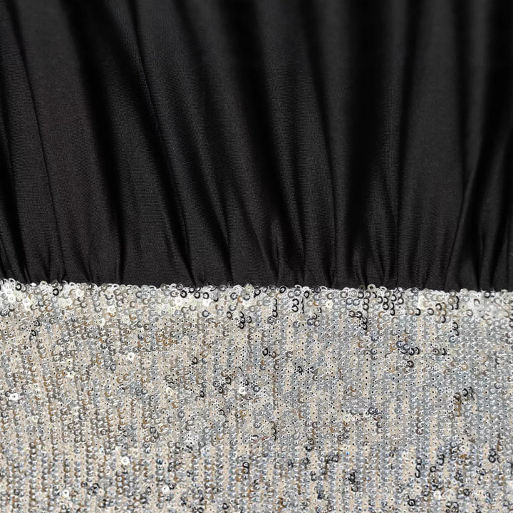Damen Drapiertes Abendkleid mit weitem U‑Ausschnitt, Fledermausärmeln und Paillettenmini Echoarchiv