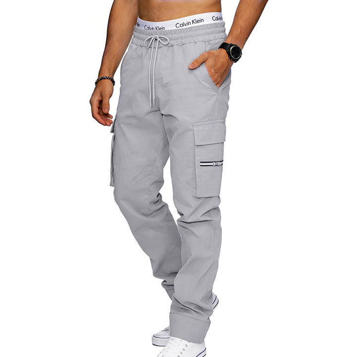 Herren Cargojogginghose mit elastischem Bund, Kordelzug und Reißverschlusstaschen – Bravaro