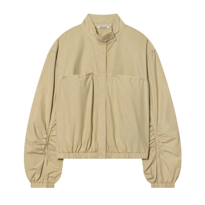 Damen Cropped-Boxy-Utility-Blouson mit Stehkragen und gerafften Ärmeln Echoarchiv