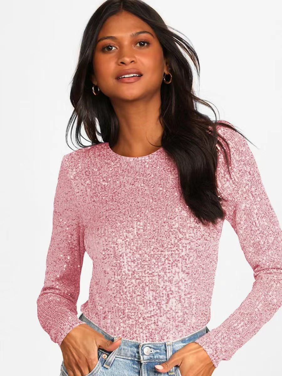 Damen Funktionsreicher Pailletten-Bodysuit mit langem Arm Echoarchiv