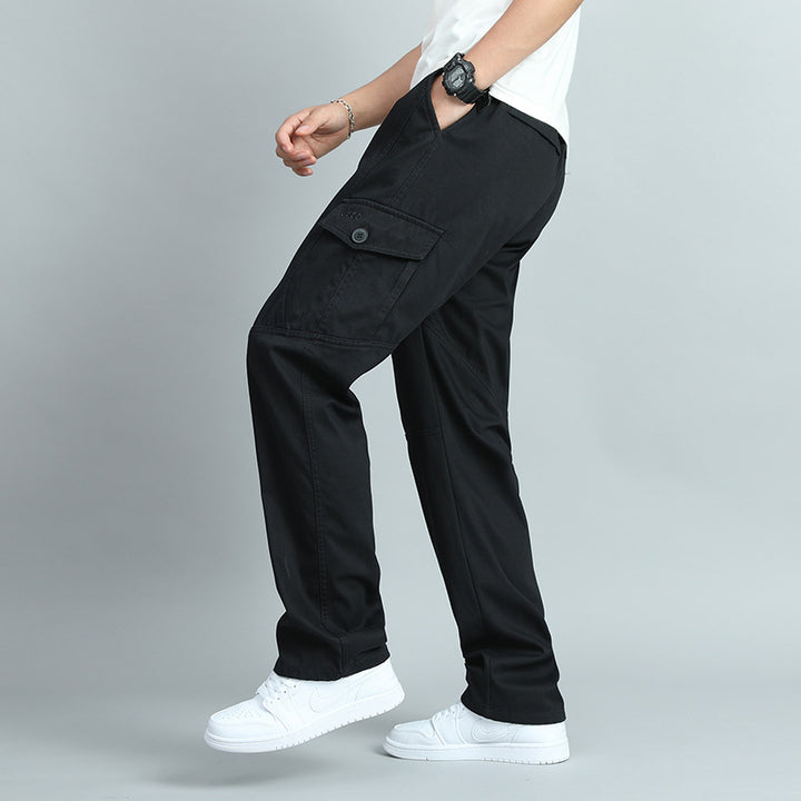 Herren Robuste Canvas-Cargohose mit geradem Bein, Knieabnähern & Klappentaschen Echo Archiv