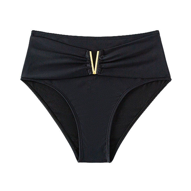 Damen Hochtaillierte Bikinihose mit elegantem Gold-Element Echo Archiv