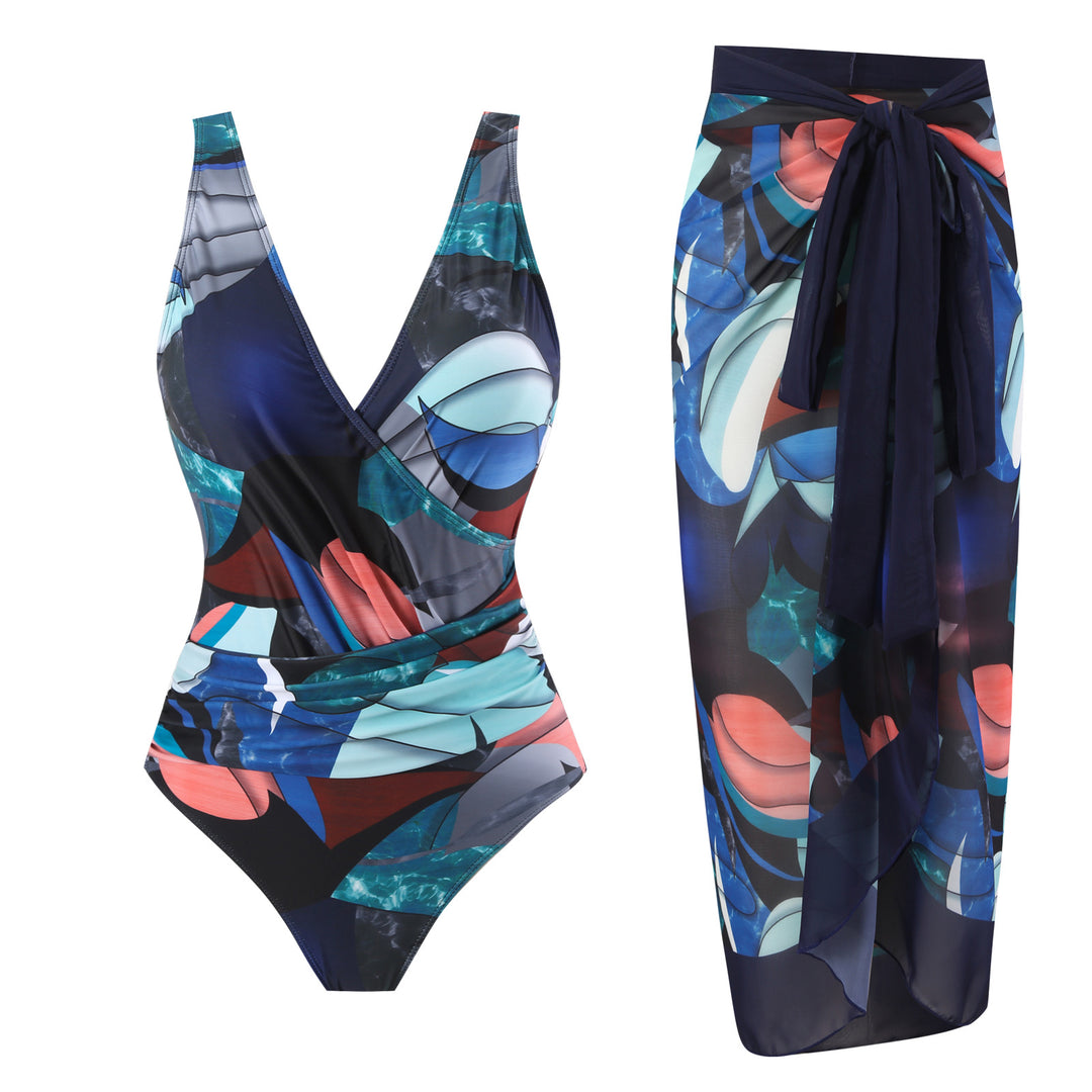 Damen Badeset mit floralem Wickelrock und Einteiler Echo Archiv