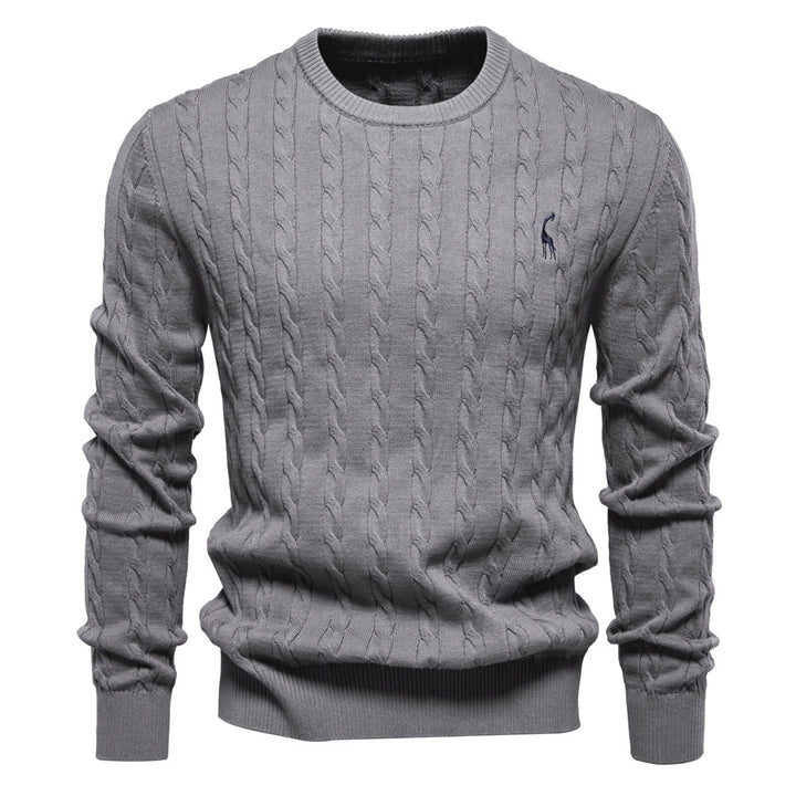 Herren Strickpullover mit Zopfmuster und Rundhalsausschnitt Echoarchiv