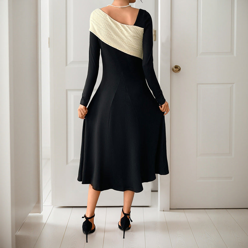 Damen Asymmetrisches Midikleid mit One-Shoulder-Strickdetail und figurbetontem Fall Echoarchiv