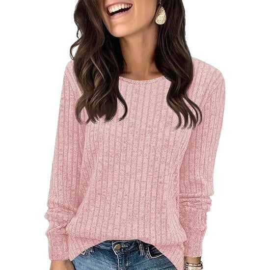 Damen Strukturierter Rippstrick-Pullover mit Rundhalsausschnitt, legerer Silhouette und weichen Bündchen Echo Archiv