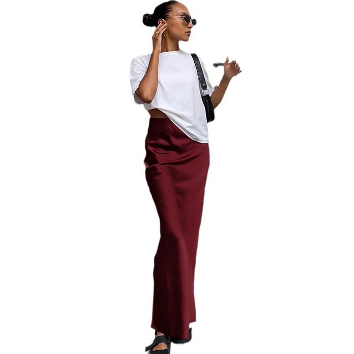 Damen Langes Satin-Rock mit hohem Schlitz Echo Archiv