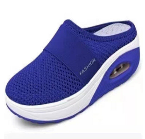 Damen Halbschuh-Slipper mit atmungsaktivem Strickobermaterial, elastischem Mittelfußriemen und Dämpfungssohle – Lioré