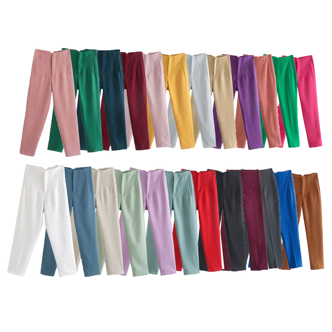 Damen Hochtaillierte tapered Anzughose mit Bügelfalte und Paspeltaschen Echo Archiv