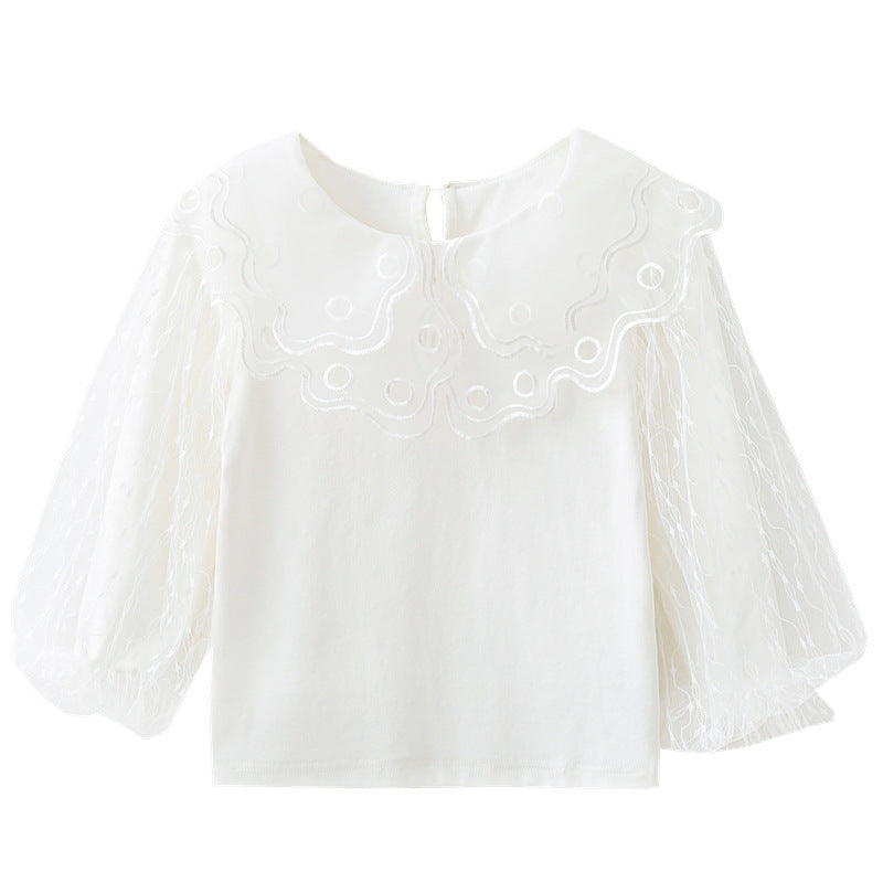 Mädchen elegante Bluse mit transparenten Tüllärmeln Echo Archiv