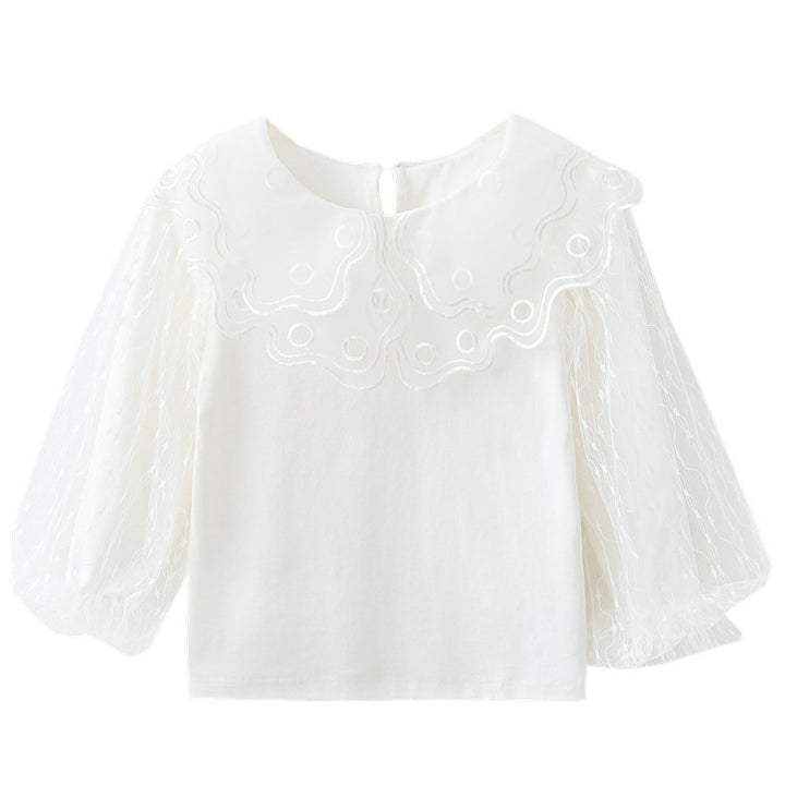 Mädchen elegante Bluse mit transparenten Tüllärmeln Echo Archiv