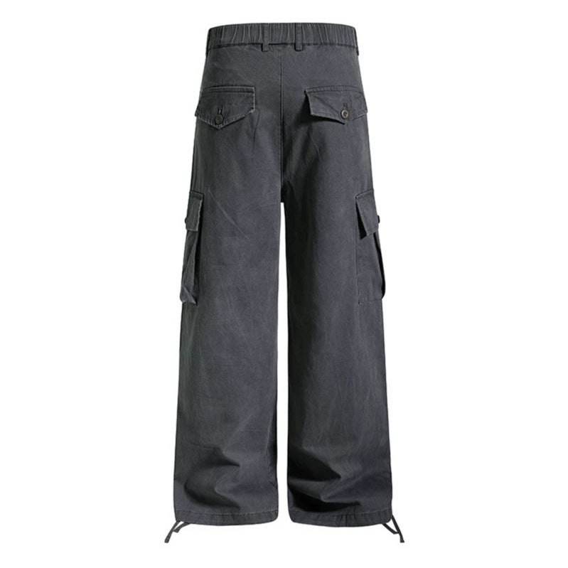 Damen weite Cargo-Hose im Utility-Stil mit Multifunktions-Taschen und Saum-Tunnelzug Echoarchiv