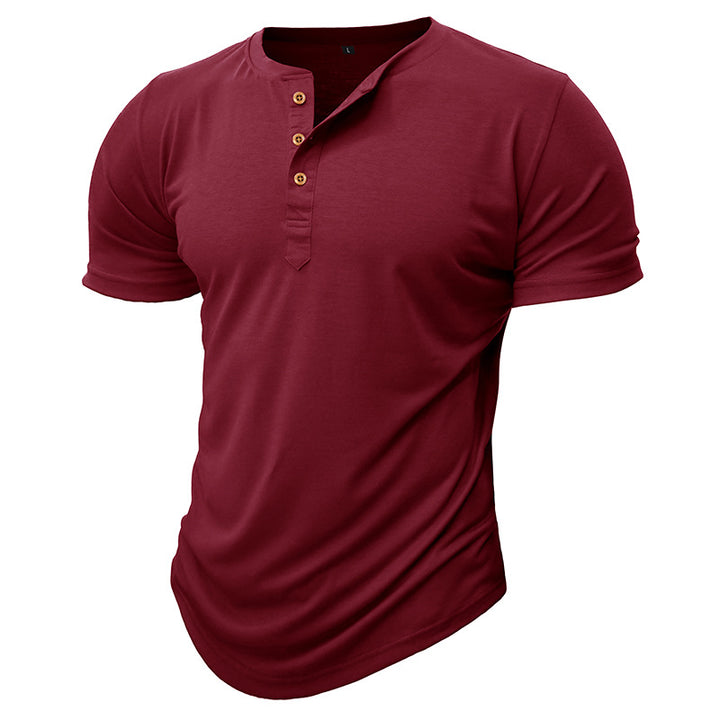 Herren Henley T-Shirt mit Knöpfen und lässigem Schnitt Echoarchiv