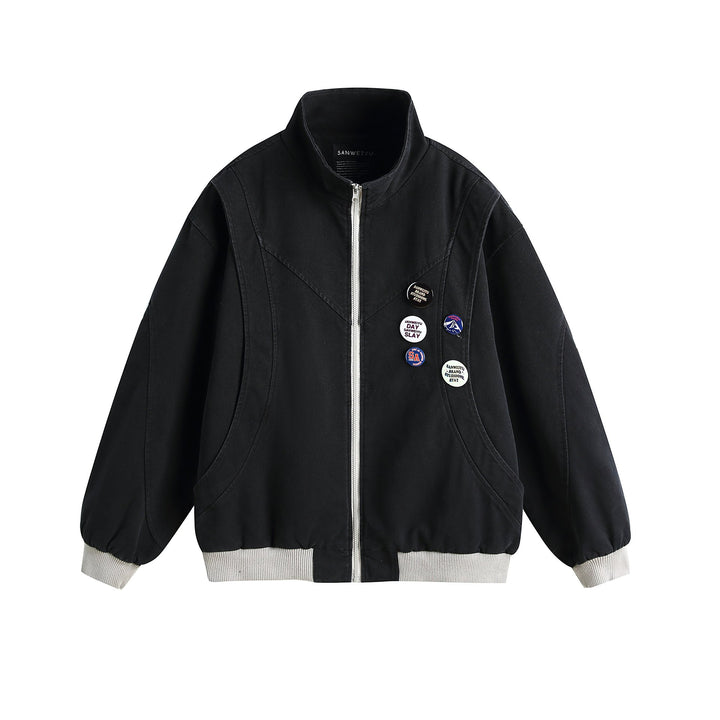 Damen Kurzblouson mit Stehkragen, Rippbündchen und Ansteck‑Pins Echoarchiv
