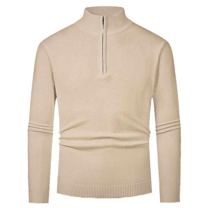 Herren Strickpullover mit hohem Kragen und halbem Reißverschluss Echoarchiv
