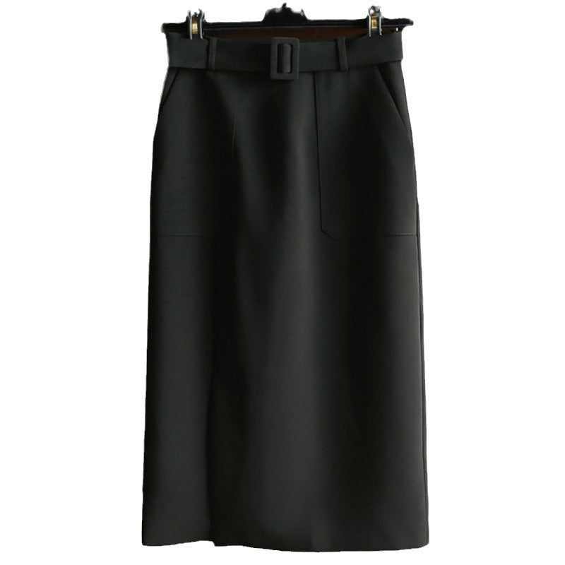 Damen Eleganter High-Waist Bleistiftrock mit Gürtel Echoarchiv