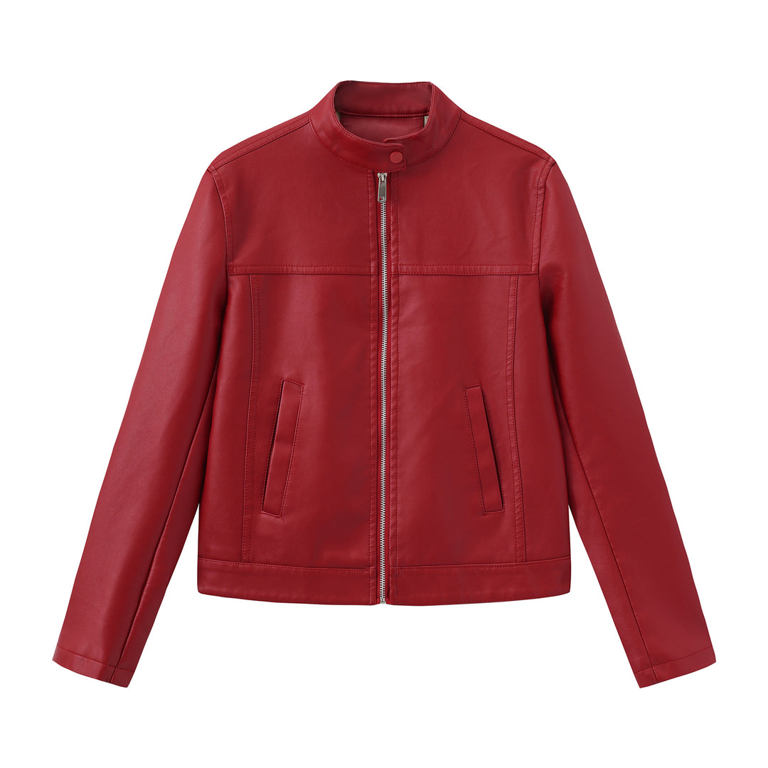 Herren nan minimalistische Kunstlederjacke mit Stehkragen, Metallreißverschluss und eingearbeiteten Seitentaschen Echo Archiv