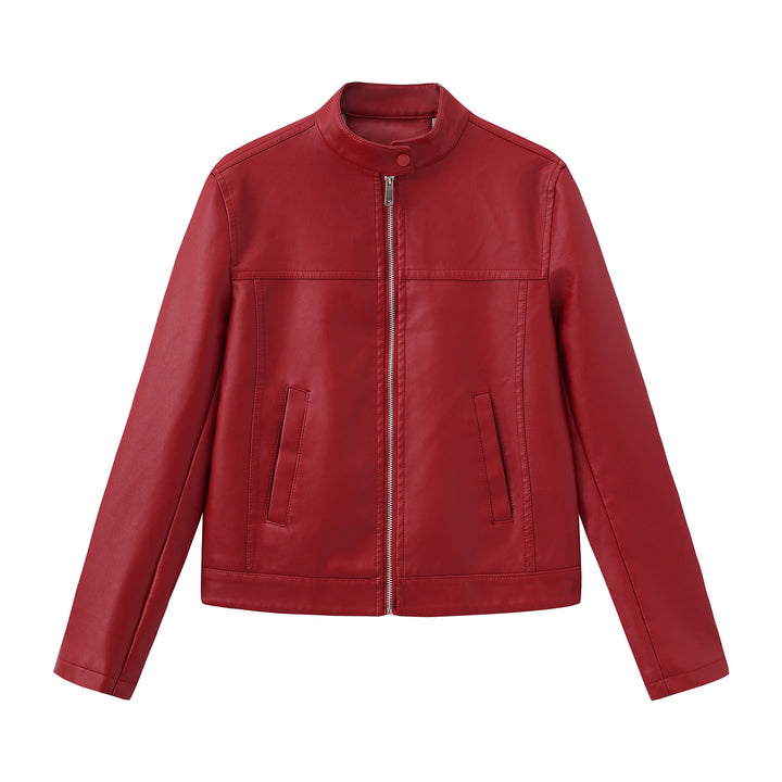 Herren nan minimalistische Kunstlederjacke mit Stehkragen, Metallreißverschluss und eingearbeiteten Seitentaschen Echo Archiv
