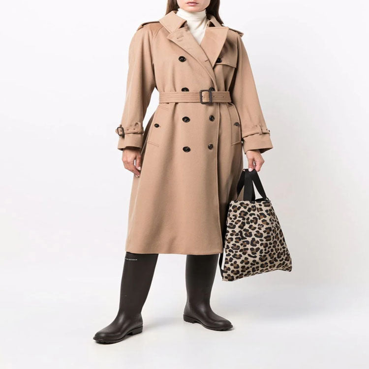 Damen Midilanger Wollmix-Trenchcoat im Tailoring mit Doppelreihe, Taillengürtel und Epauletten Echoarchiv