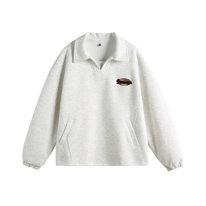Unisex Lässiges Polo‑Sweatshirt mit offenem Kentkragen, Oversize‑Schnitt und Eingrifftaschen Echoarchiv