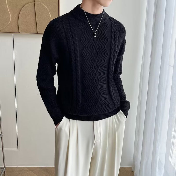 Herren Grobstrickpullover mit modernen Zopfmuster Echo Archiv